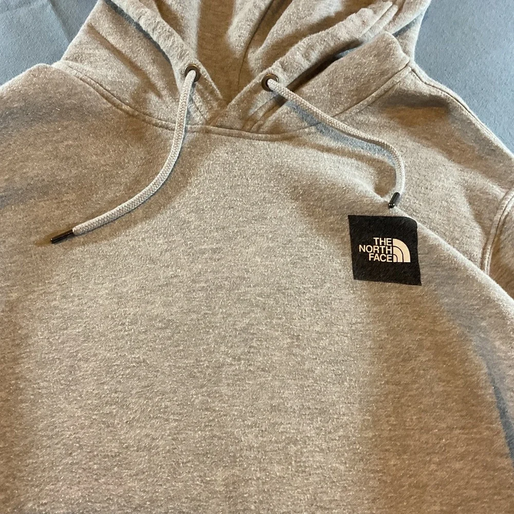 The North Face Pullover Hoodie Mens Large L Gray Box Logo Kangaroo Pocket Casual